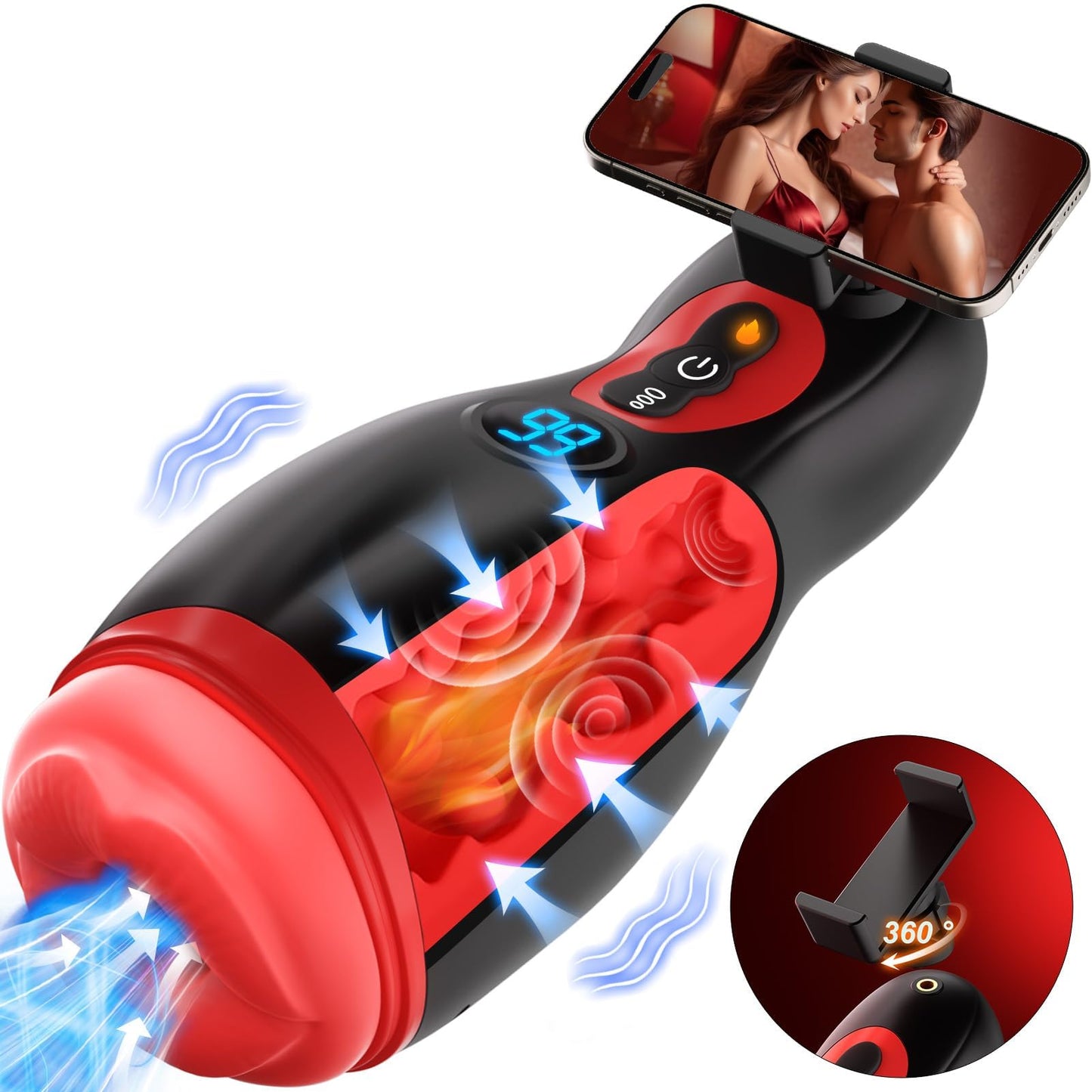 Uoffile Male Masturbator Sex Toys for Men - 3 Sleeves AI Sync Pocket Pussy Penis Pump with 9 Sucking & 9 Vibrating, APP Adult Toys Mens Sex Toy, Colorful Lighting Stroker Machine Erotic Massage Kits